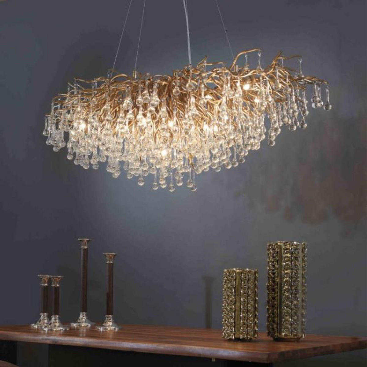 KRONLEUCHTER Icicle 150/75/250 cm   - Messingfarben, LIFESTYLE, Glas/Metall (150/75/250cm) - Paul Neuhaus