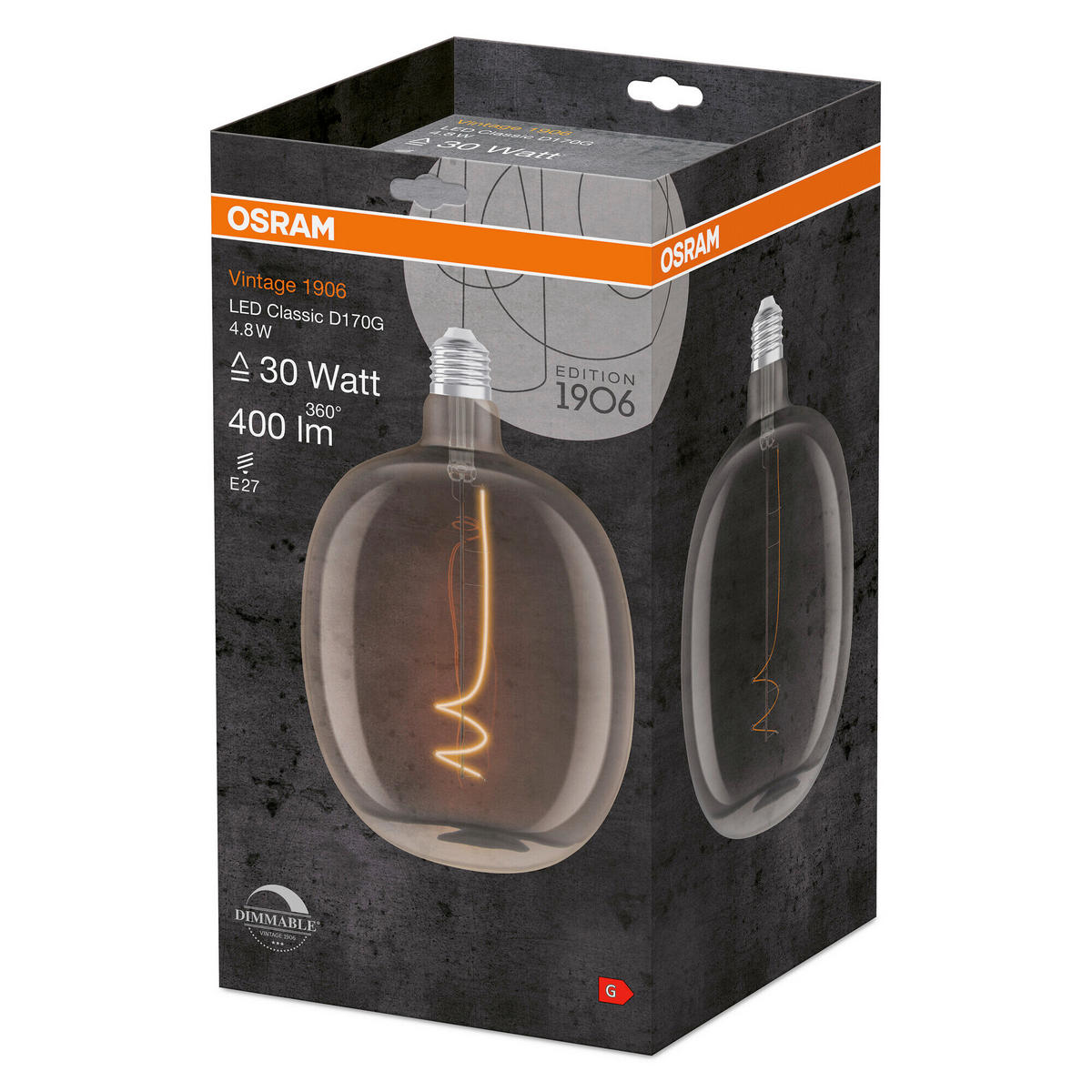 LED-LEUCHTMITTEL   E27 4,8 W  - Klar, Basics, Glas (17/27cm) - Osram