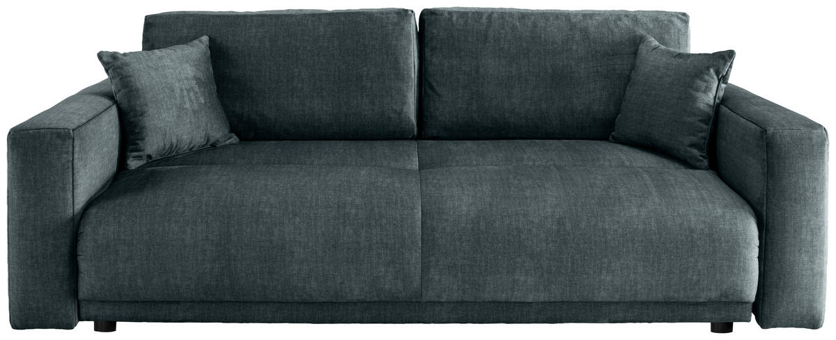SCHLAFSOFA in Velours Blau  - Blau/Schwarz, Modern, Kunststoff/Textil (245/86/126cm) - Livetastic