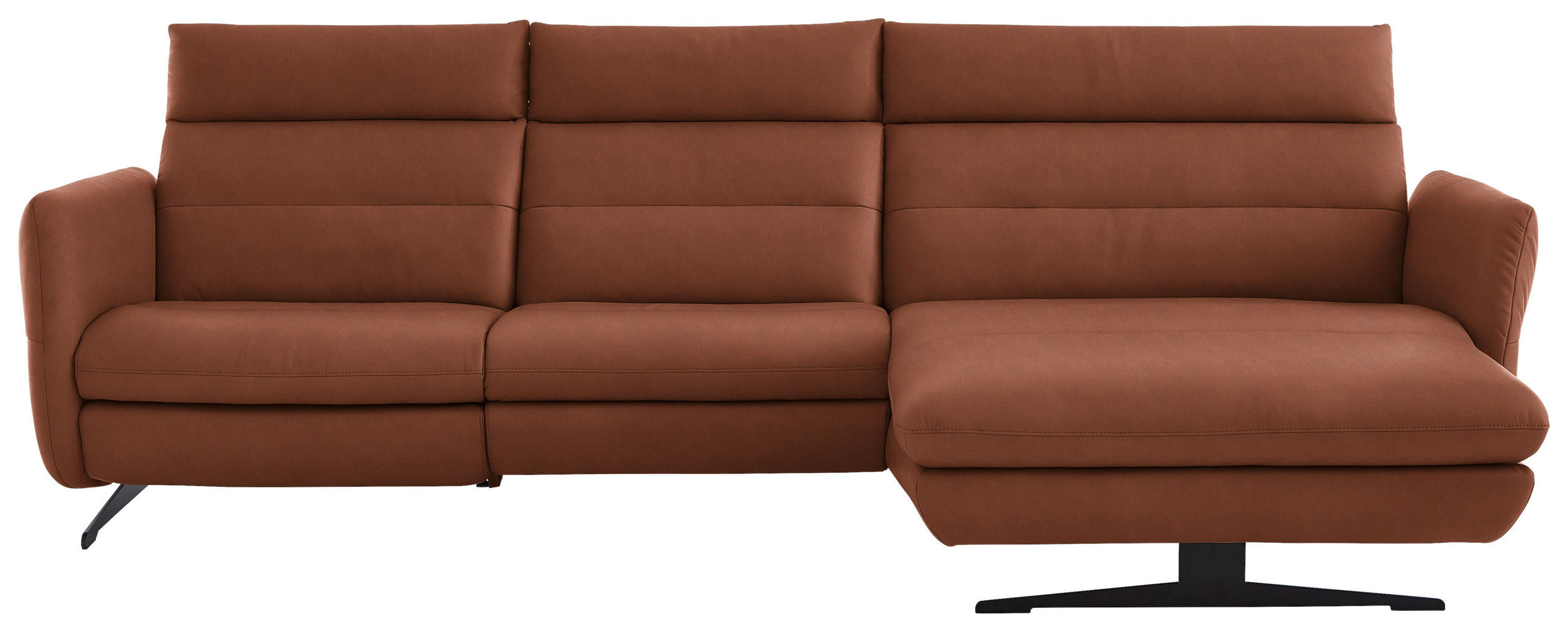 ECKSOFA in Echtleder Cognac  - Cognac/Schwarz, Design, Leder/Metall (300/157cm) - Dieter Knoll