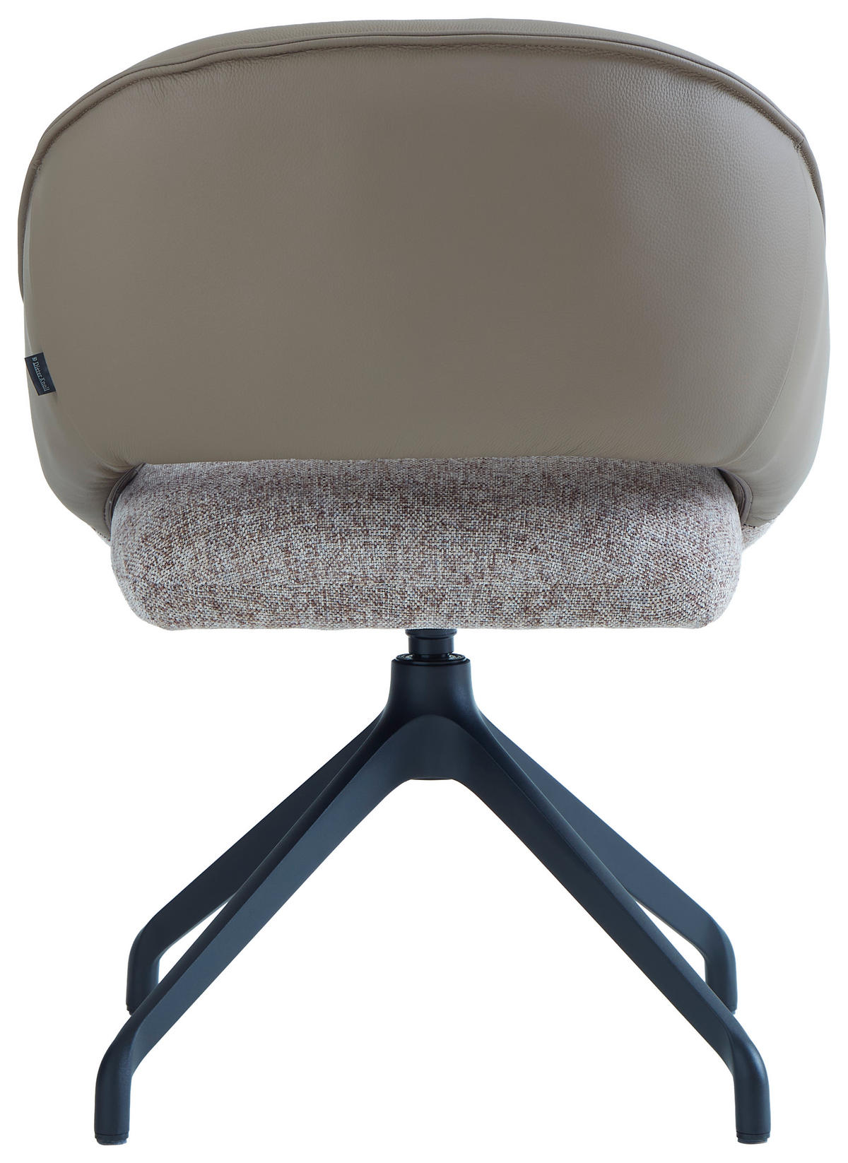 ARMLEHNSTUHL  Sitzfläche 360° drehbar, automatische Rückholfunktion Leinenoptik Echtleder  Schwarz, Hellgrau, Beige  - Beige/Hellgrau, Design, Leder/Textil (60/81/63.5cm) - Dieter Knoll