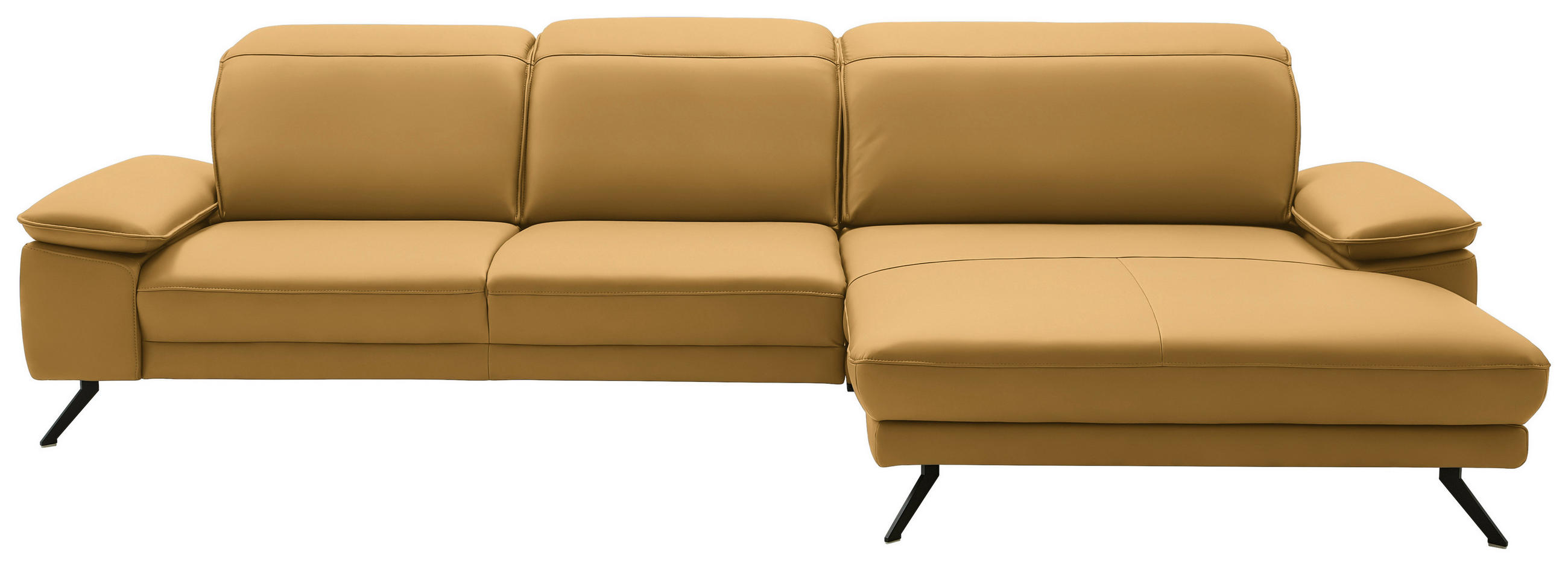 ECKSOFA in Echtleder Gelb  - Gelb/Schwarz, Design, Leder/Metall (332/193cm) - Dieter Knoll