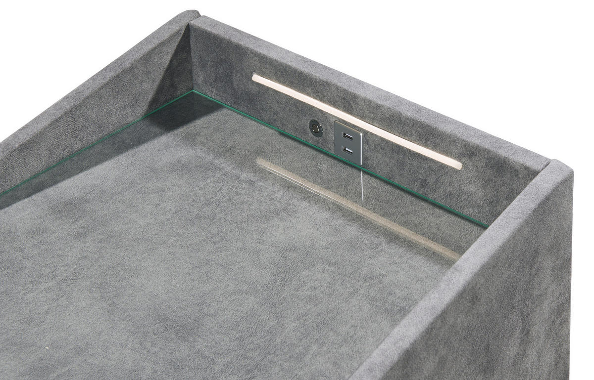 NACHTSCHRANK 47/61/46 cm  - Graubraun/Silberfarben, MODERN, Holzwerkstoff/Kunststoff (47/61/46cm) - MID.YOU