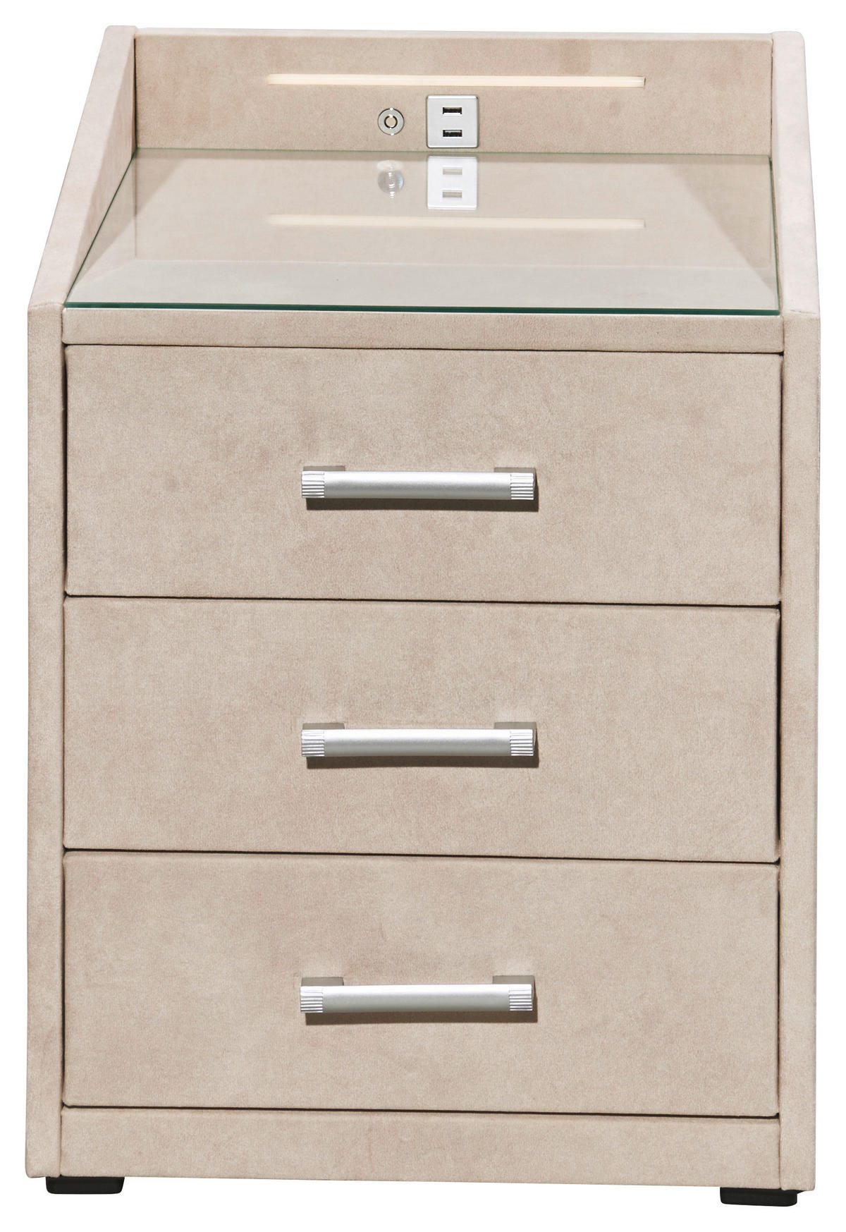 NOĆNI ORMARIĆ bež   - srebrne boje/bež, Basics, drvni materijal/tekstil (47/61/46cm) - Novel