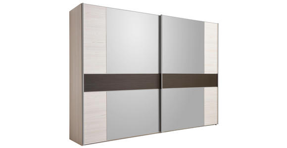 SCHWEBETÜRENSCHRANK in Hellbraun, Lärchefarben - Hellbraun/Chromfarben, Design, Glas/Holzwerkstoff (250/217/67cm) - Dieter Knoll