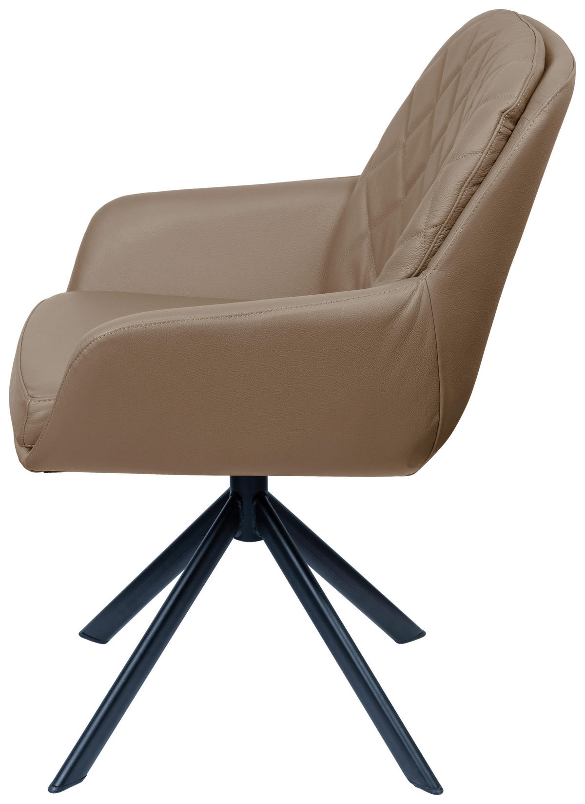 ARMLEHNSTUHL  in Echtleder naturbelassen  - Taupe/Schwarz, Design, Leder/Metall (59,5/88,5/67cm) - Moderano