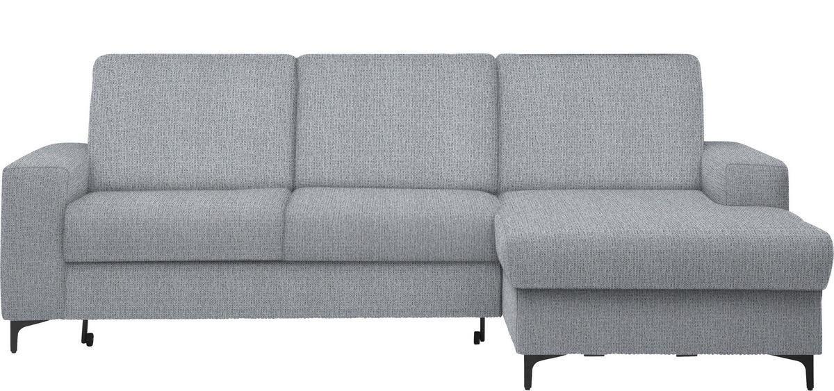 ECKSOFA in Webstoff Hellgrau  - Hellgrau/Schwarz, Konventionell, Textil/Metall (247/167cm) - Stylife