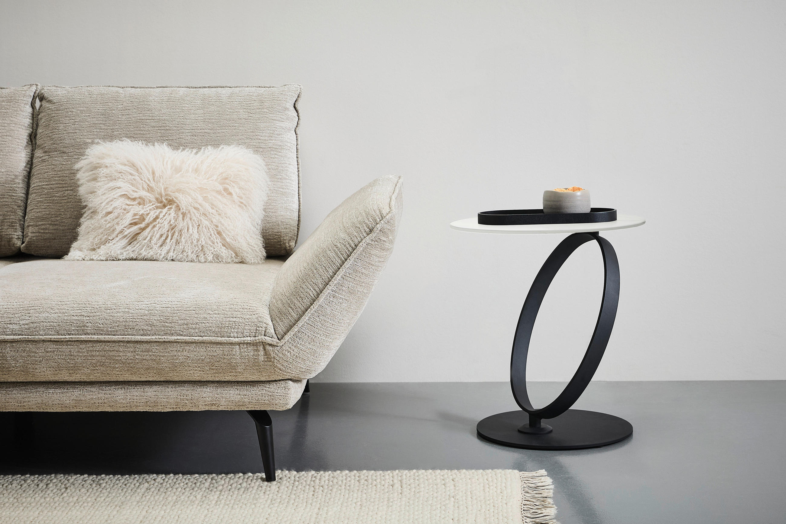 BEISTELLTISCH Schwarz, Weiß rund  - Schwarz/Weiß, Design, Glas/Keramik (50/54/50cm) - Dieter Knoll