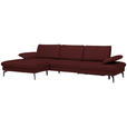 ECKSOFA in Echtleder Beere  - Beere/Schwarz, Design, Leder/Metall (157/325cm) - Dieter Knoll