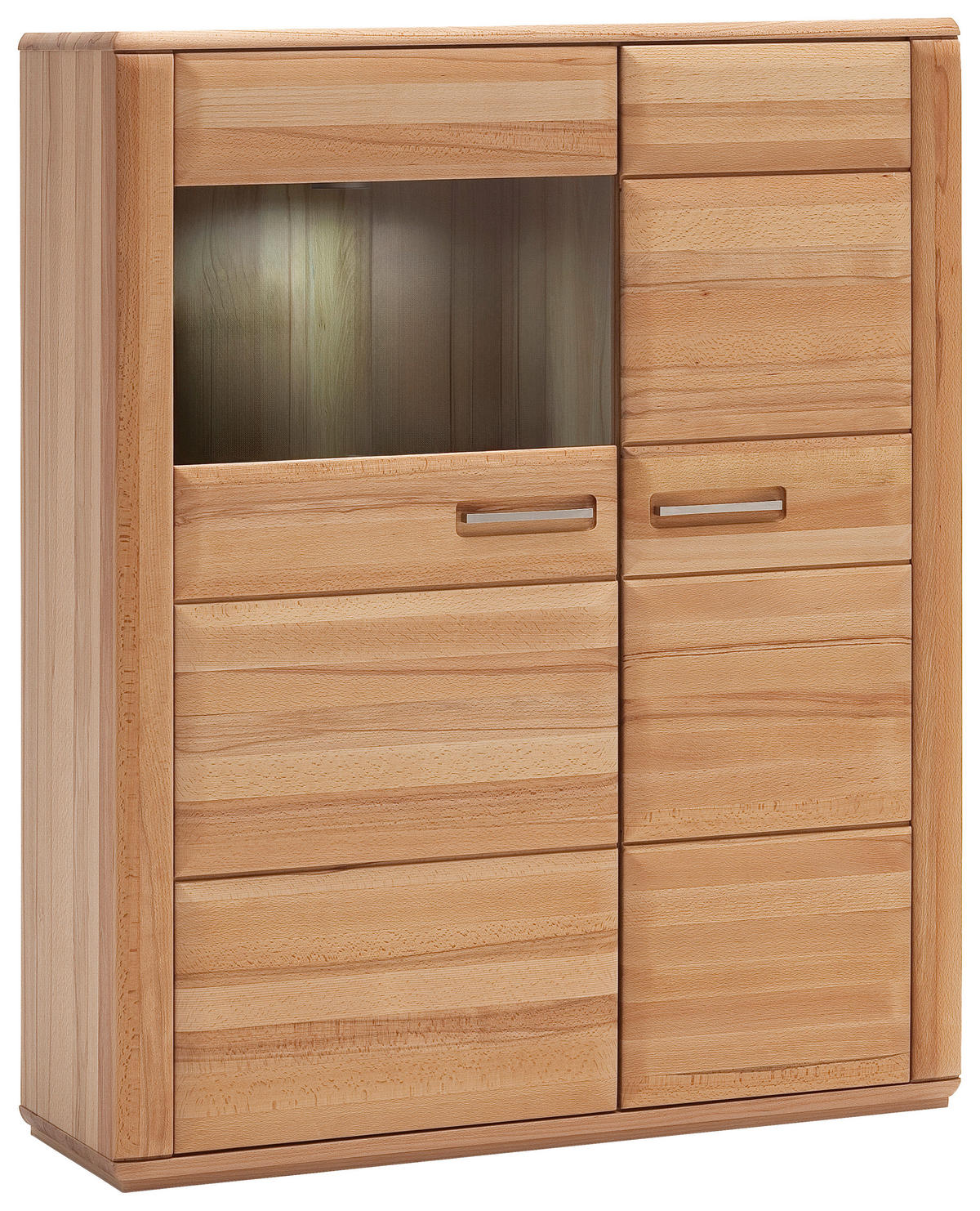 WOHNWAND  in Kernbuche  319/209/51 cm  - Silberfarben/Buchefarben, Design, Glas/Holz (319/209/51cm) - Livetastic