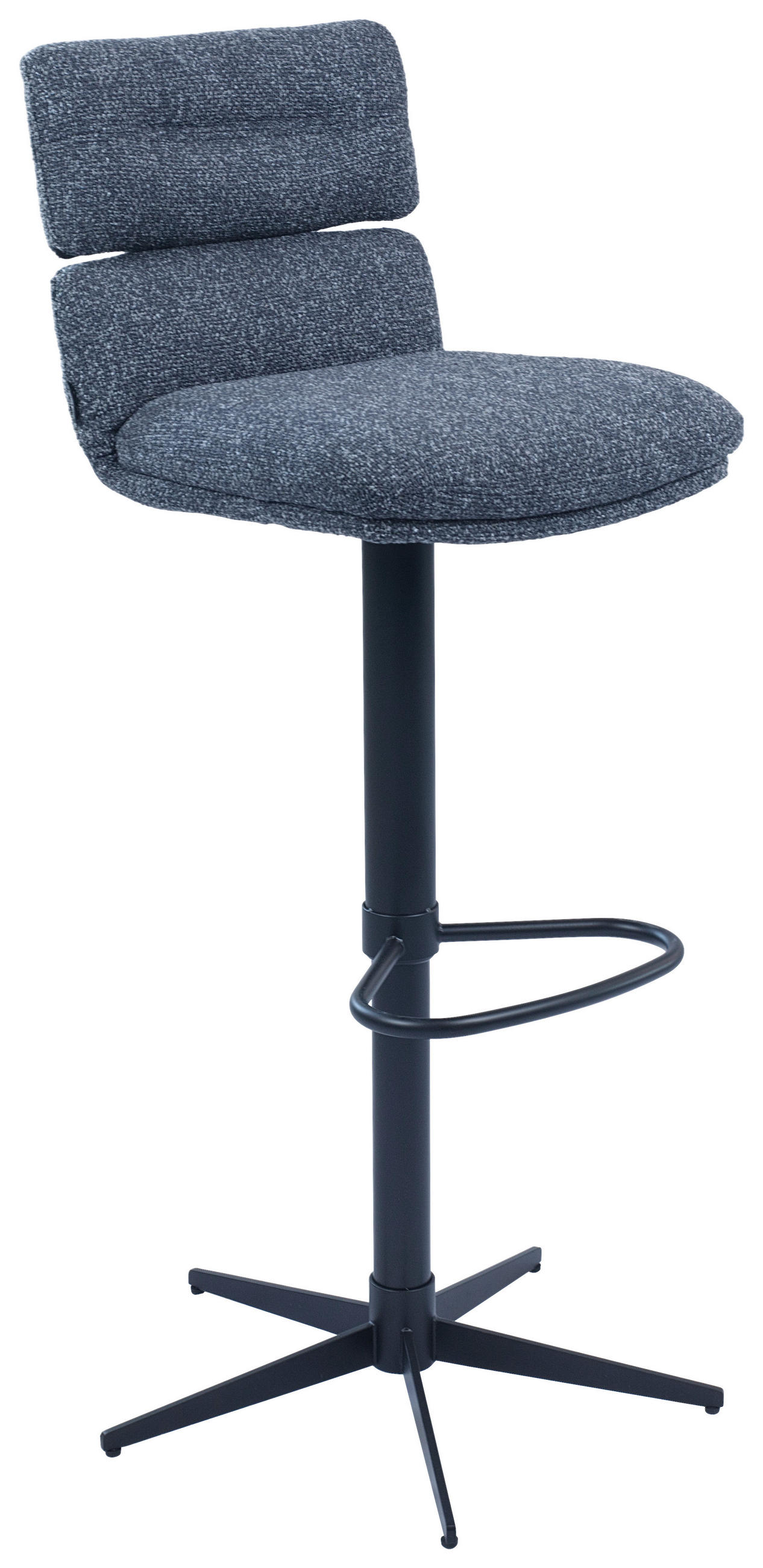 BARHOCKER Webstoff Schwarz, Dunkelgrau Eisen Lederauswahl, Stoffauswahl, Wippfunktion, Sitzfläche 360° drehbar  - Dunkelgrau/Schwarz, Design, Textil/Metall (42/99-117/50cm) - Dieter Knoll