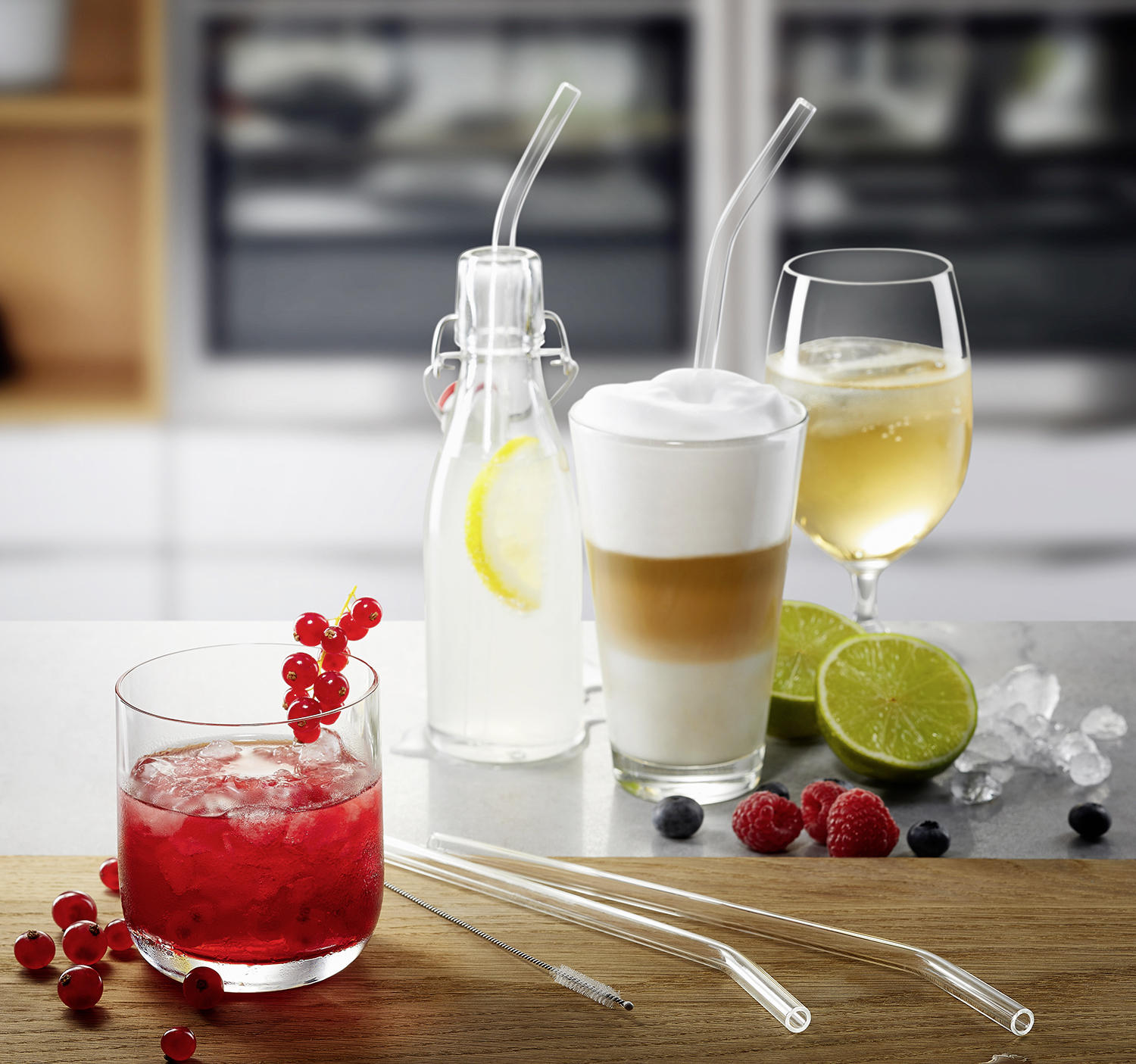 TRINKHALMSET - Transparent, KONVENTIONELL, Glas (0,8/23cm) - Gefu