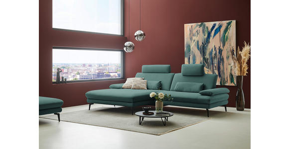 ECKSOFA  in Chenille, Flachgewebe Opal  180/284 cm  - Opal/Schwarz, Design, Textil/Metall (180/284cm) - Dieter Knoll