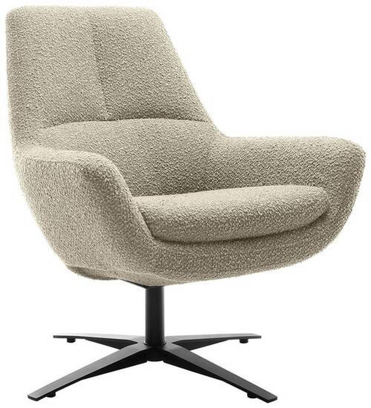 SESSEL in Bouclé Beige  - Beige/Schwarz, Modern, Textil/Metall (81/92/83cm) - Trendmanufaktur