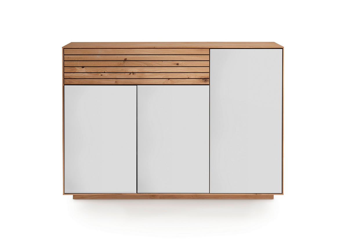 KOMMODE Riva  in 119/84/37 cm  - Wildeiche/Weiß, MODERN, Glas/Holz (119/84/37cm) - Linea Natura