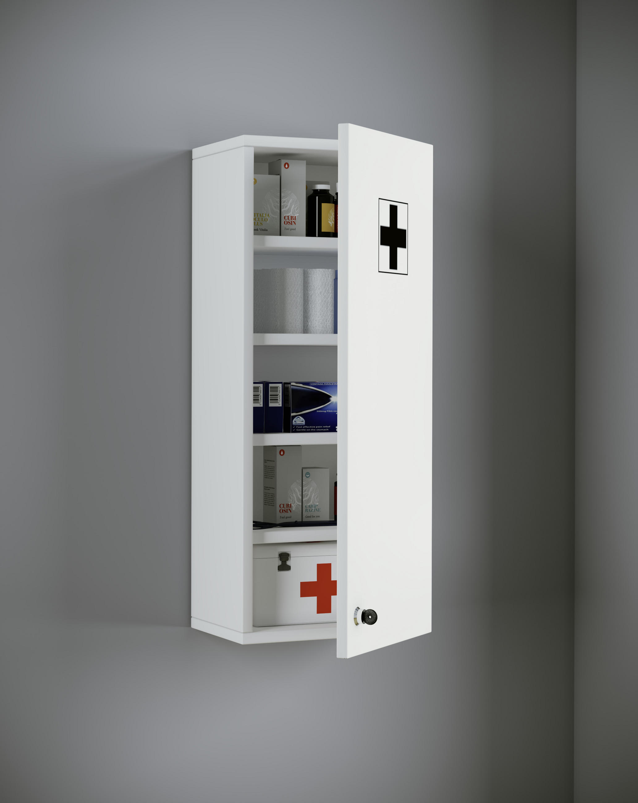 MEDIZINSCHRANK - Weiss, Basics, Holzwerkstoff (29/70/20cm) - MID.YOU
