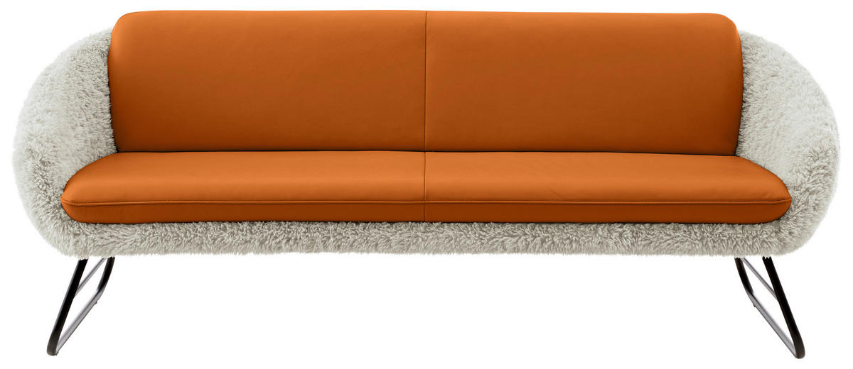 SITZBANK 219/87/78 cm  in Beige, Cognac  - Cognac/Beige, Design, Leder/Textil (219/87/78cm) - Koinor