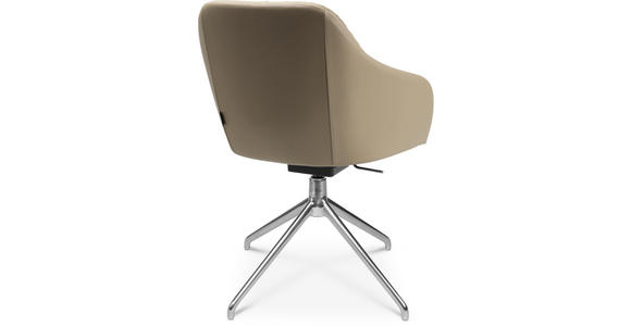 ARMLEHNSTUHL in Aluminium Echtleder pigmentiert - Beige/Alufarben, Design, Leder/Metall (58/81,5-84,5/60cm) - Johann Jakob