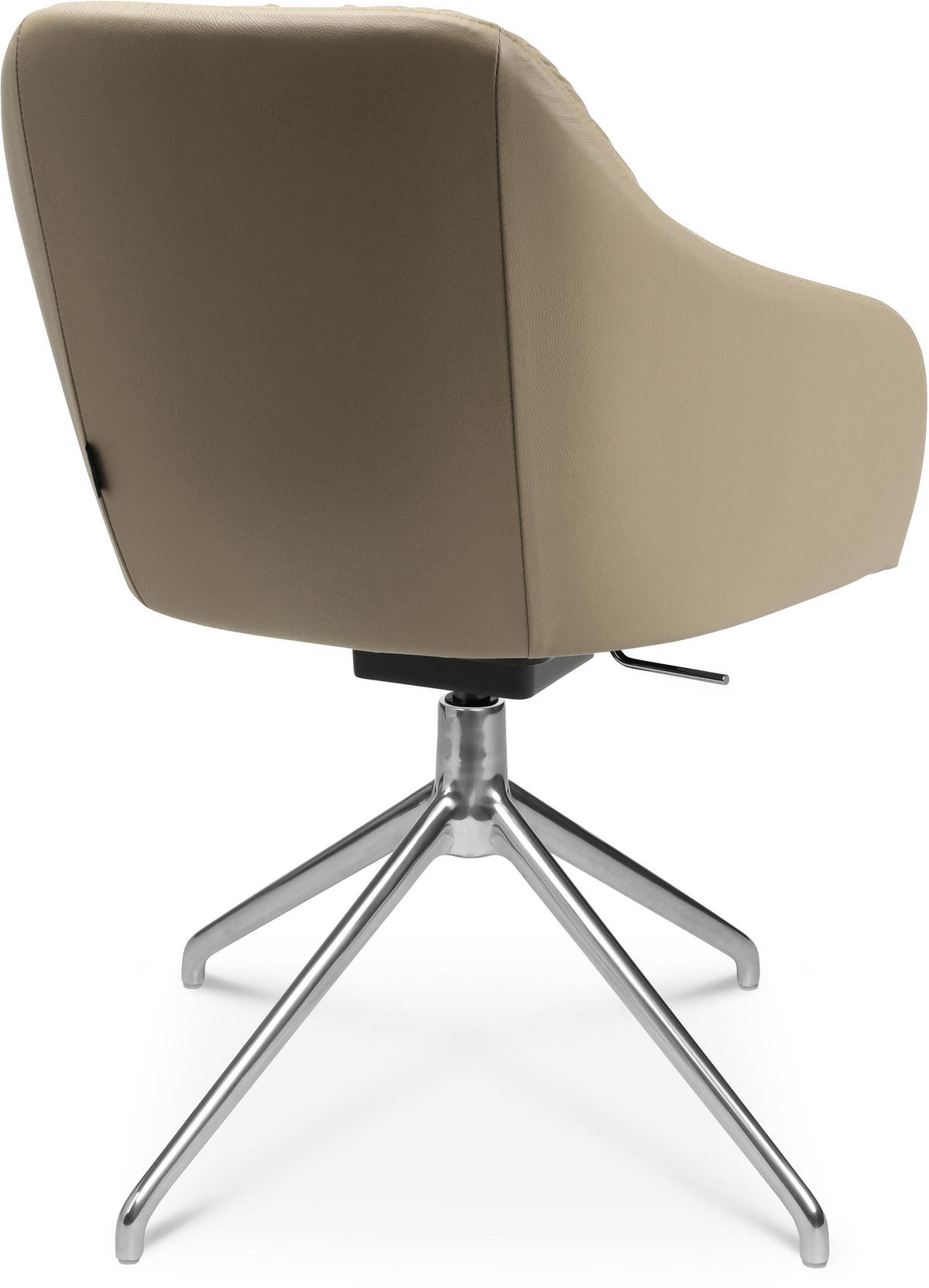 ARMLEHNSTUHL  in Aluminium Echtleder pigmentiert  - Beige/Alufarben, Design, Leder/Metall (58/81,5-84,5/60cm) - Johann Jakob