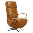 RELAXSESSEL Echtleder Relaxfunktion    - Currygelb/Chromfarben, Design, Leder/Metall (70/113/80cm) - Cantus