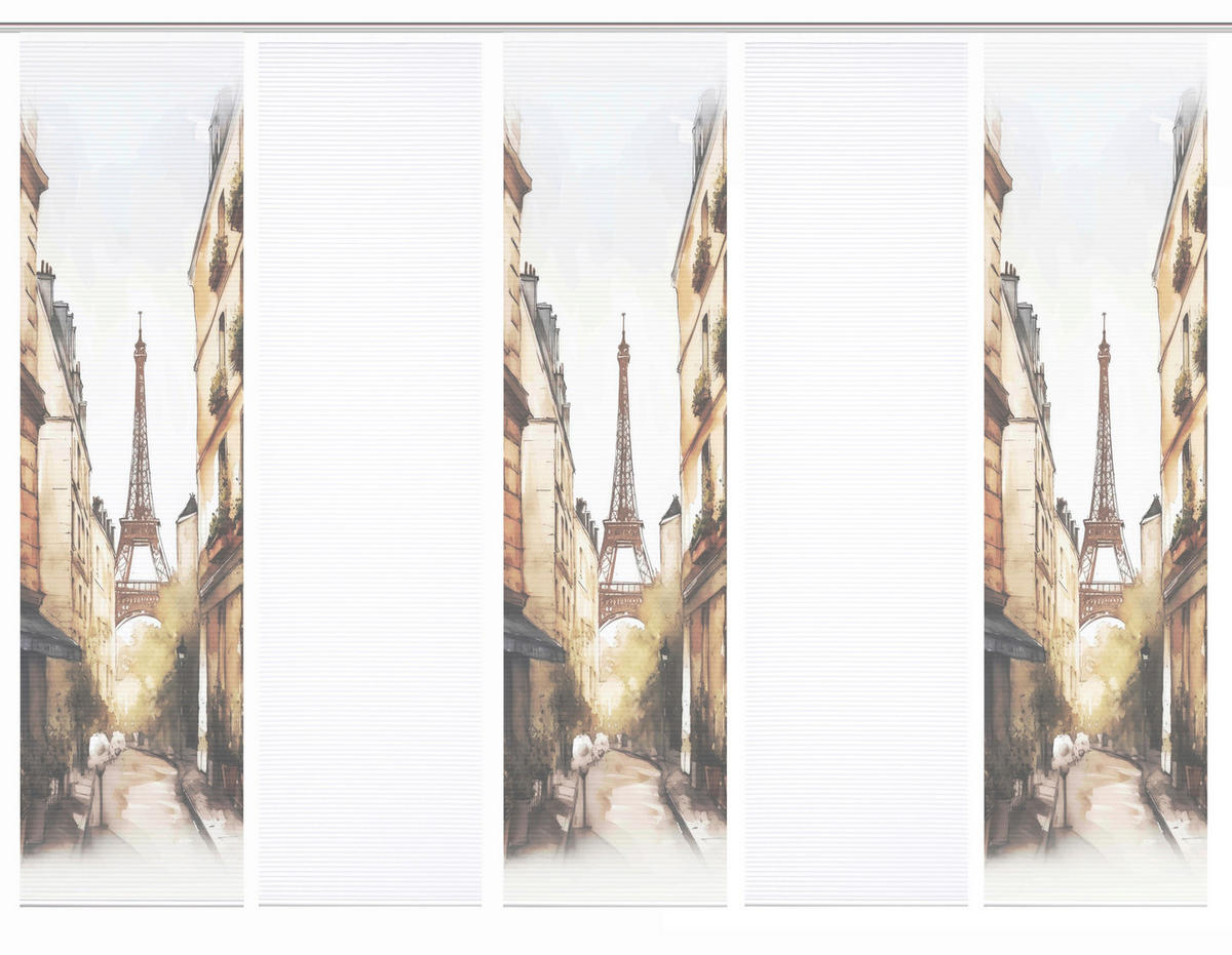 FLÄCHENVORHANG  5 Stück  blickdicht  60/245 cm   - Naturfarben/Weiß, LIFESTYLE, Textil (60/245cm)