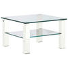 COUCHTISCH in Metall, Glas 75/75/43 cm  - Weiß, Design, Glas/Kunststoff (75/75/43cm)