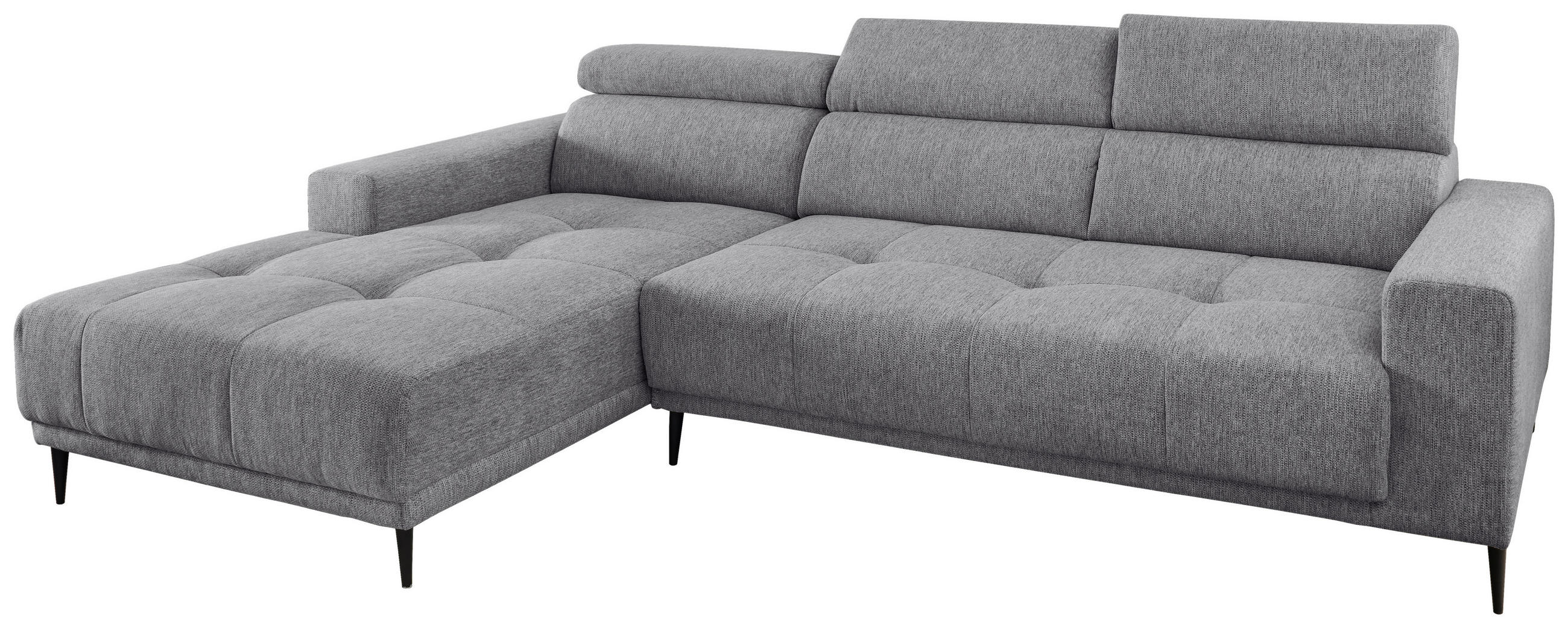 ECKSOFA Dunkelgrau Chenille  - Dunkelgrau/Schwarz, KONVENTIONELL, Textil/Metall (188/276cm) - Livetastic