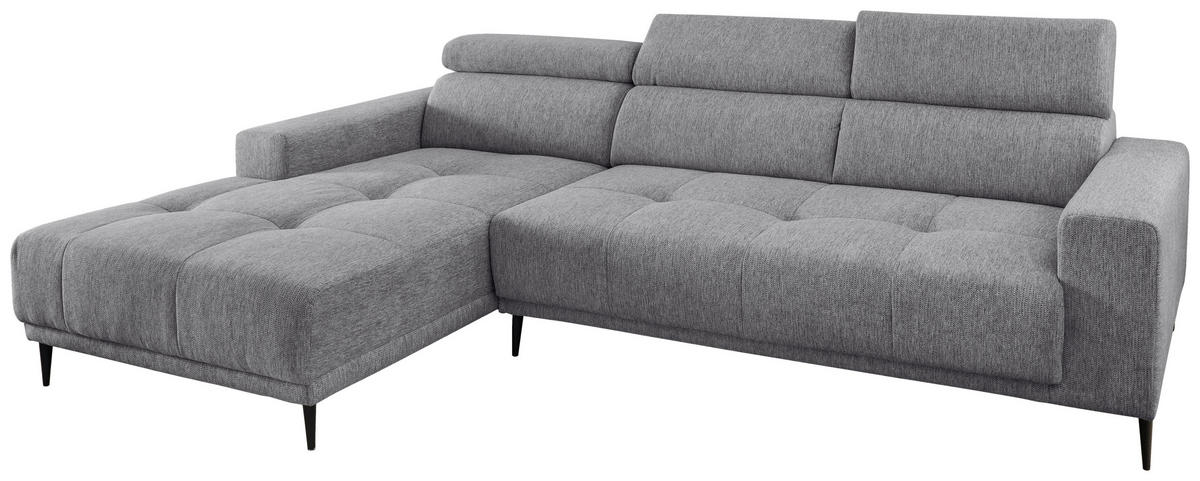 ECKSOFA Dunkelgrau Chenille  - Dunkelgrau/Schwarz, KONVENTIONELL, Textil/Metall (188/276cm) - Livetastic