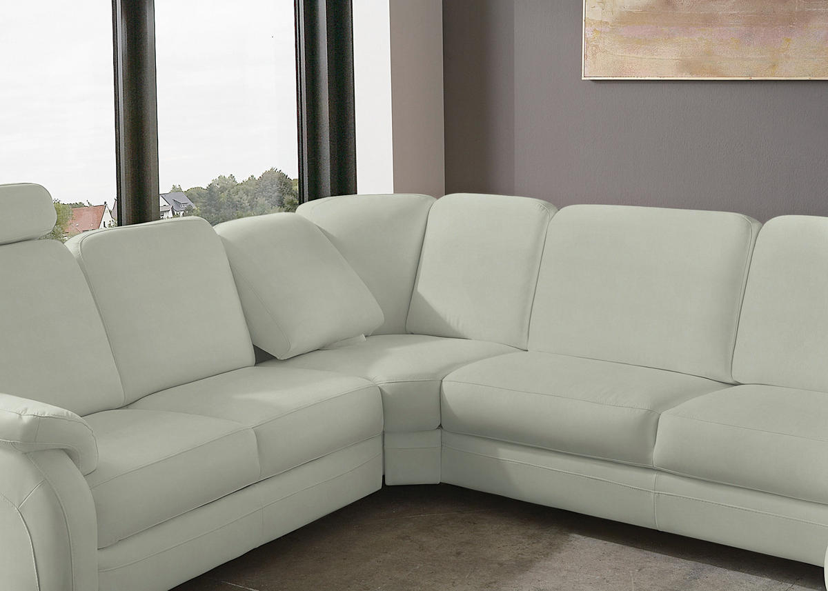 WOHNLANDSCHAFT Echtleder Silberfarben  - Silberfarben/Alufarben, Konventionell, Leder/Metall (239/329/165cm) - Beldomo Premium