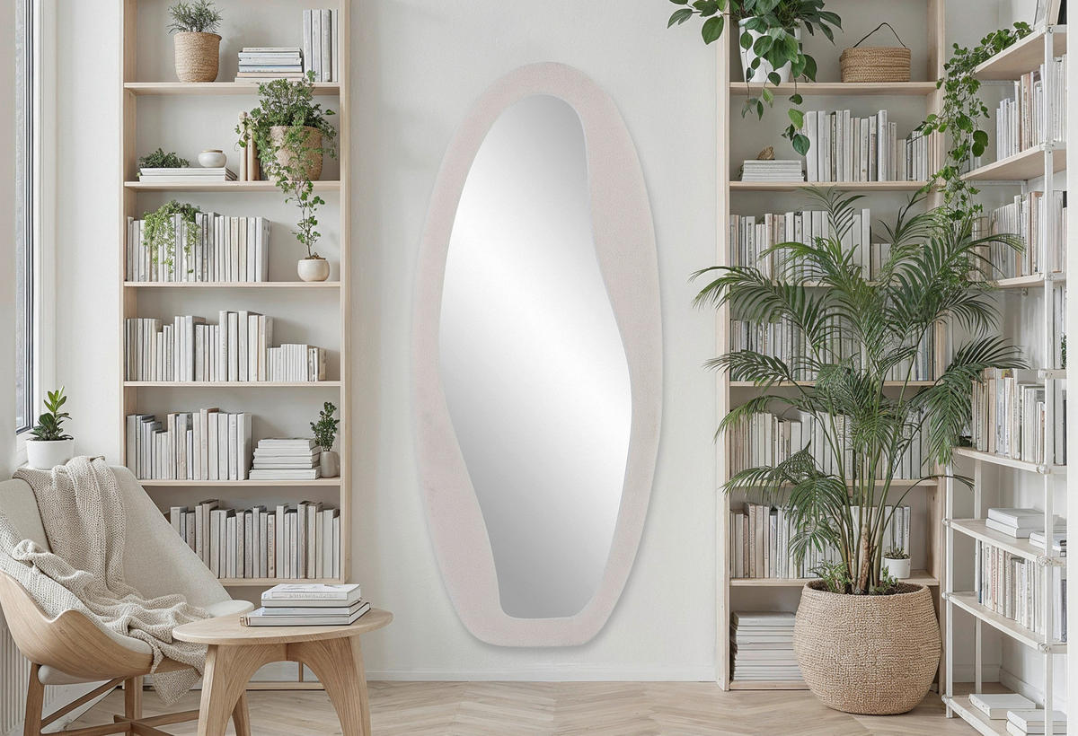 WANDSPIEGEL 75/175/3,5 cm    in Freiform  - Creme, Design, Glas/Holzwerkstoff (75/175/3,5cm) - MID.YOU
