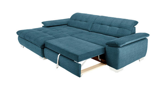 ECKSOFA in Mikrofaser Blau  - Chromfarben/Blau, Design, Textil/Metall (180/265cm) - Carryhome