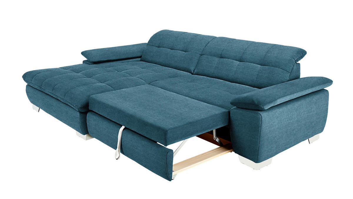 ECKSOFA in Mikrofaser Blau  - Chromfarben/Blau, Design, Textil/Metall (180/265cm) - Carryhome
