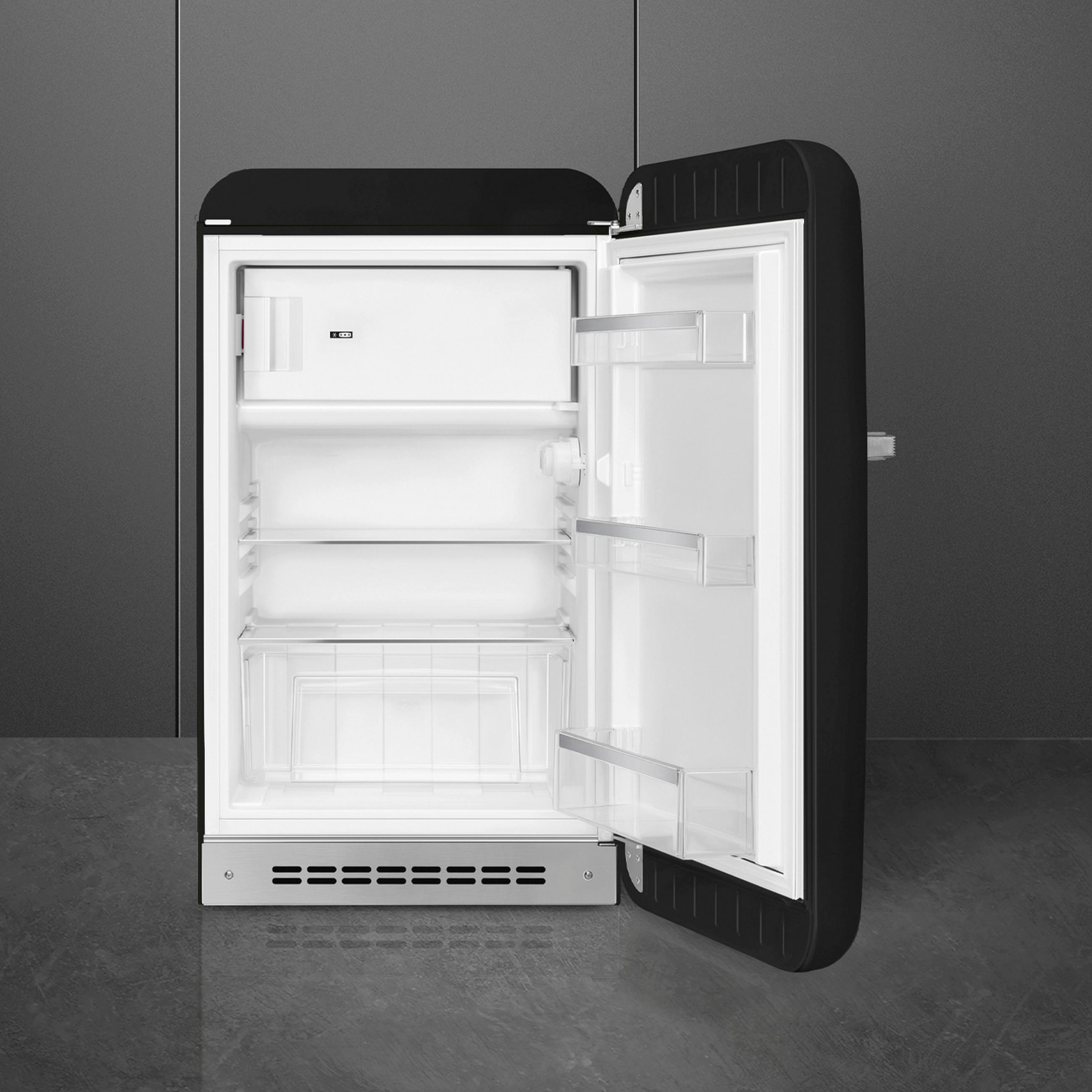 KÜHLSCHRANK 54,5/97-98/70,1 cm FAB10RBL6  - Schwarz Hochglanz/Silberfarben, Basics, Glas/Metall (54,5/97-98/70,1cm) - SMEG