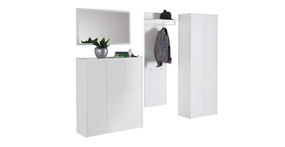 SCHUHSCHRANK 99,7/117,5/34,1 cm - Weiß, Design, Glas/Holzwerkstoff (99,7/117,5/34,1cm) - Voleo