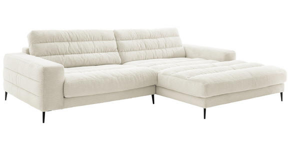 ECKSOFA in Cord Weiß  - Schwarz/Weiß, Design, Textil/Metall (296/207cm) - Dieter Knoll