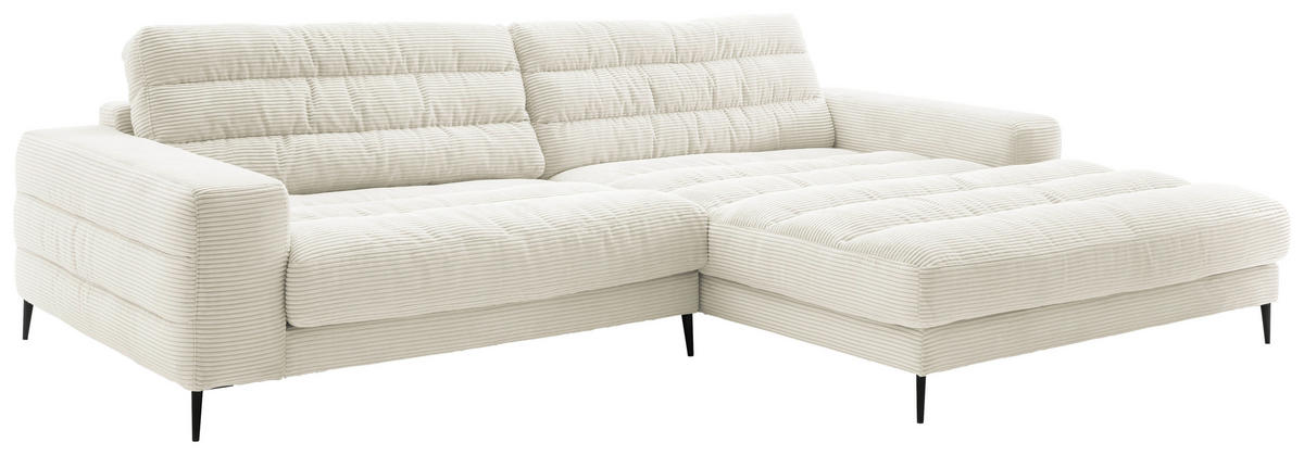 ECKSOFA in Cord Weiss  - Weiss/Schwarz, Design, Textil/Metall (296/207cm) - Dieter Knoll