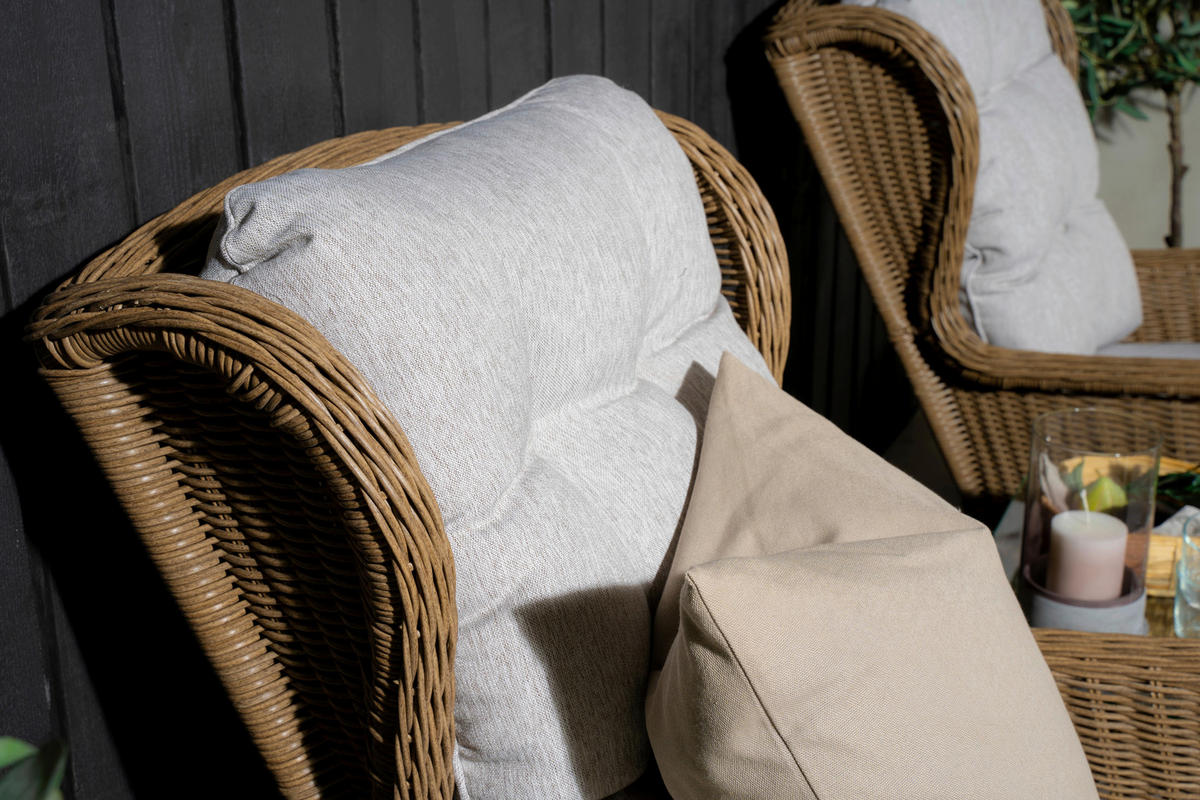 LOUNGEGARNITUR    - Beige/Braun, KONVENTIONELL, Kunststoff/Textil - Gardenson