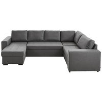 WOHNLANDSCHAFT Dunkelgrau Webstoff  - Dunkelgrau/Schwarz, KONVENTIONELL, Kunststoff/Textil (157/313/207cm) - Ti'me