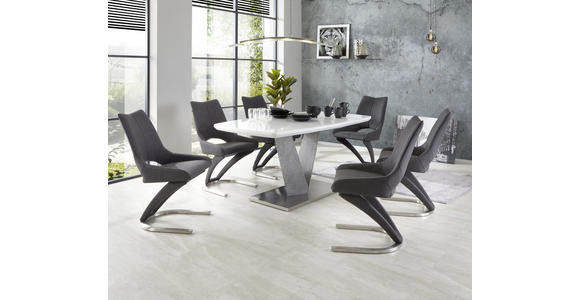 Esstisch Nizza 160 - Edelstahlfarben/Weiß, MODERN, Glas/Holzwerkstoff (160/76/90cm) - Luca Bessoni