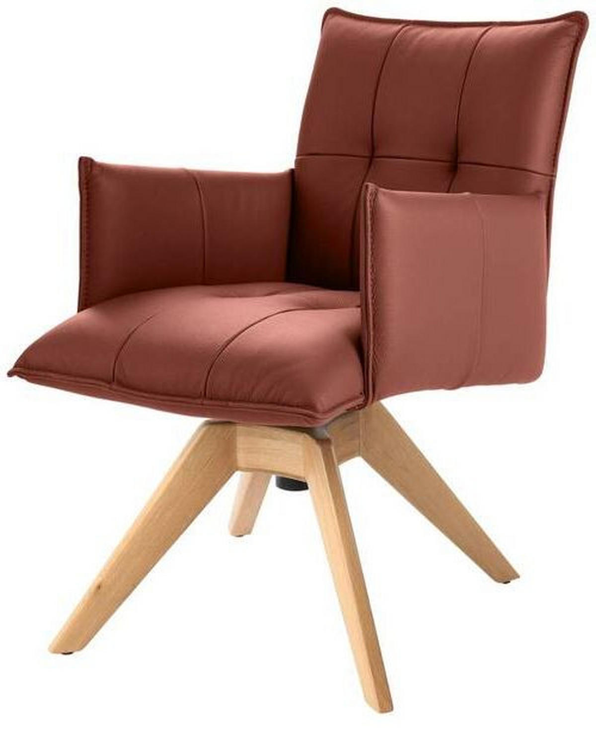 ARMLEHNSTUHL  in Echtleder pigmentiert  - Eichefarben/Terracotta, Design, Leder/Holz (86/57/65cm) - Valnatura