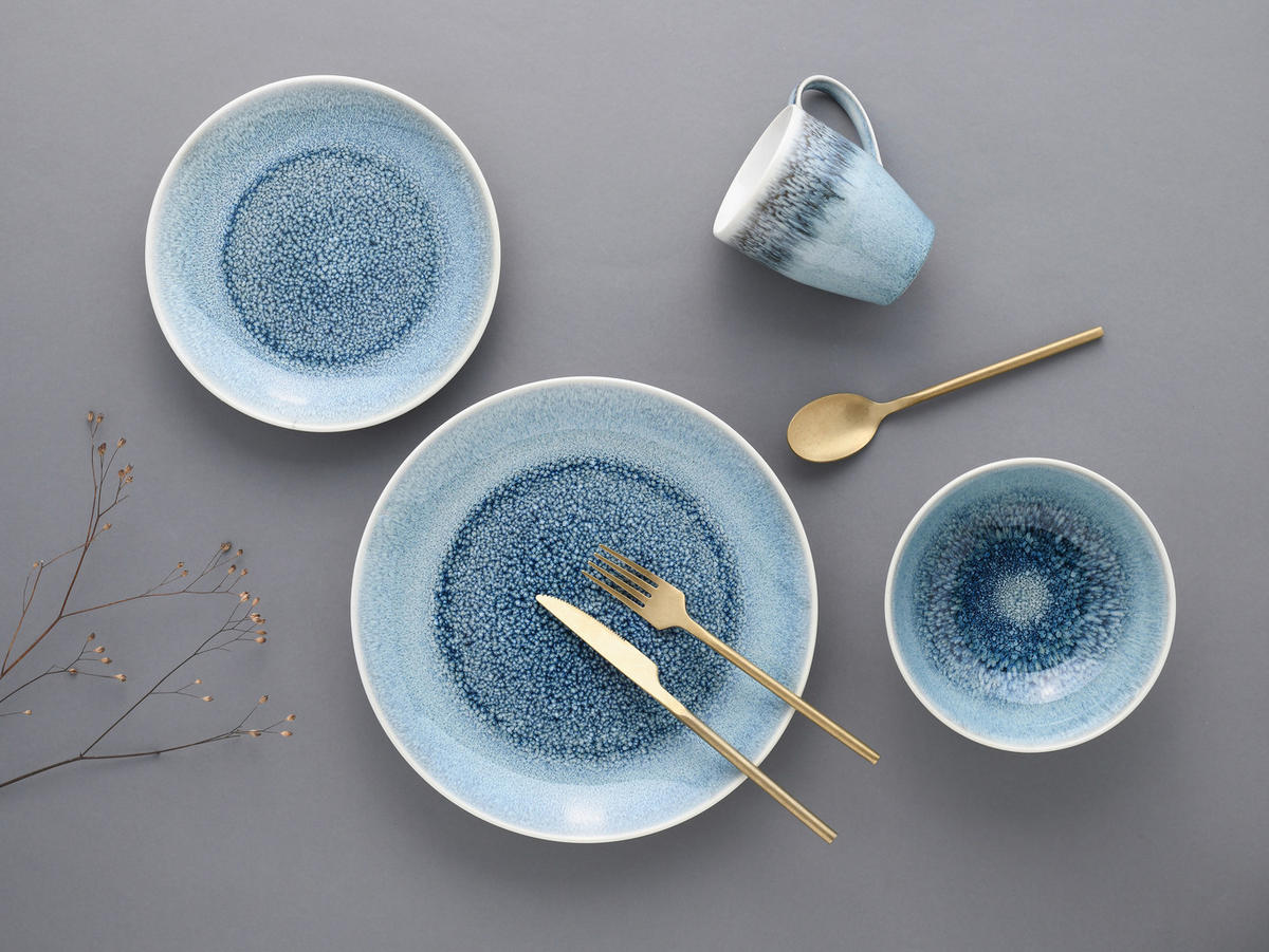 KOMBISERVICE Caldera Eisblau 8-teilig  - Weiß/Hellblau, Basics, Keramik - Creatable