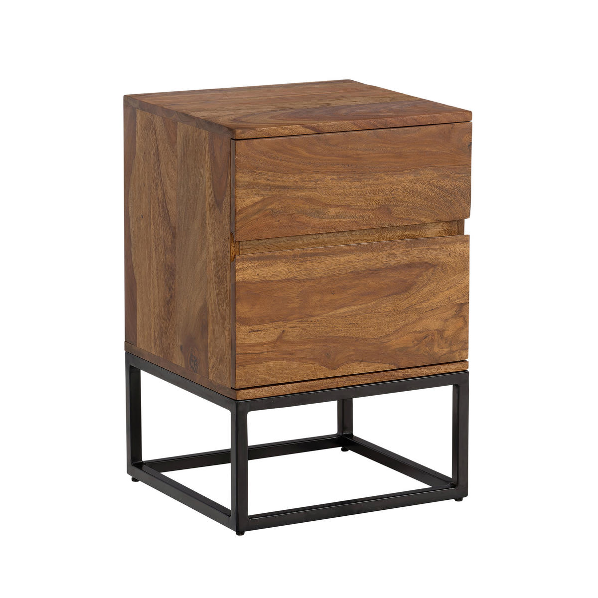 NACHTTISCH 40/60/38 cm Sheesham massiv  - Sheeshamfarben/Schwarz, Design, Holz/Metall (40/60/38cm) - MID.YOU