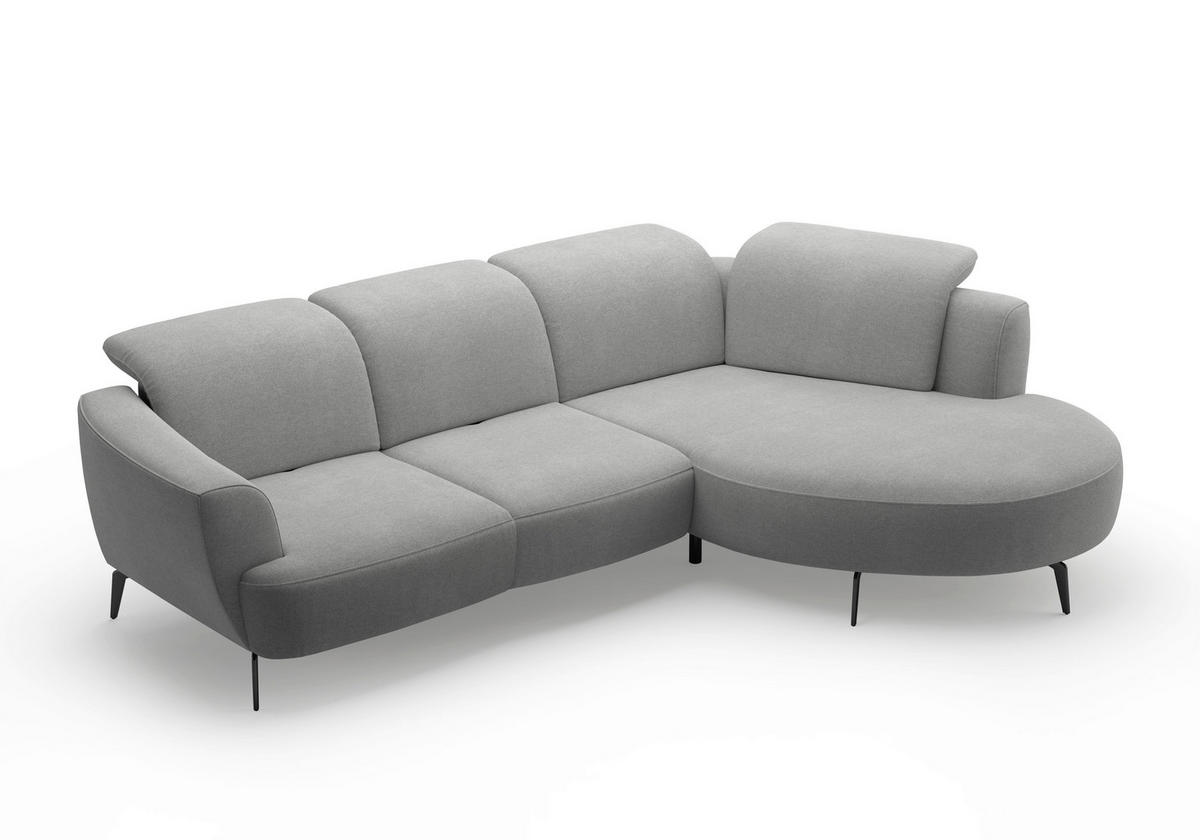 ECKSOFA in Mikrofaser Grau  - Schwarz/Grau, Konventionell, Textil/Metall (309/199cm) - Sit & More