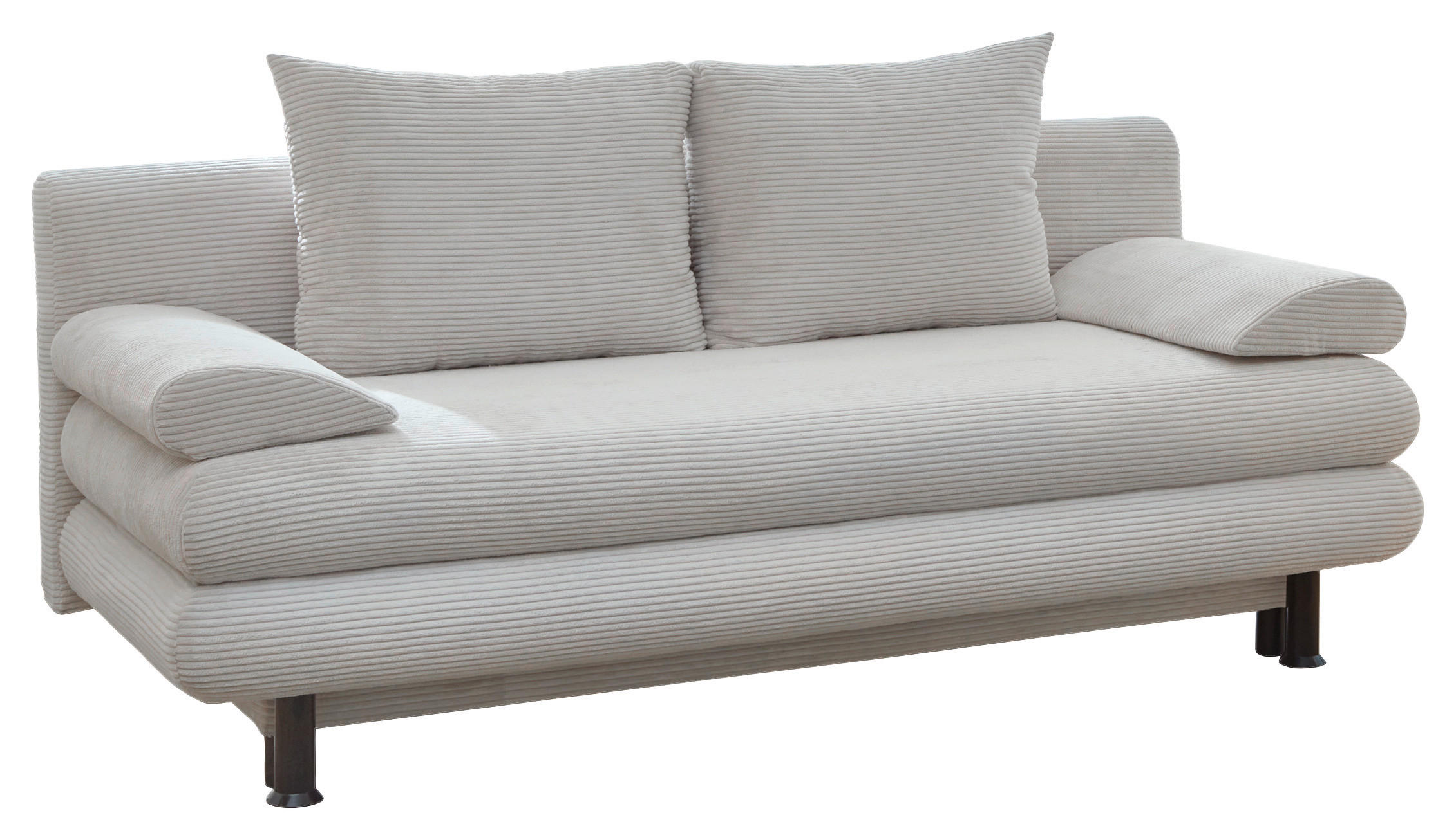 SCHLAFSOFA Cord Naturfarben  inkl. Rückenkissen, Armlehnenkissen, Bettkasten, Schlaffunktion, Rücken echt, Liegefläche im Originalstoff  - Schwarz/Naturfarben, KONVENTIONELL, Kunststoff/Textil (196/77/92cm) - Carryhome