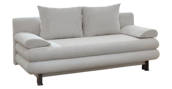 SCHLAFSOFA Cord Naturfarben  inkl. Rückenkissen, Armlehnenkissen, Bettkasten, Schlaffunktion, Rücken echt, Liegefläche im Originalstoff  - Schwarz/Naturfarben, KONVENTIONELL, Kunststoff/Textil (196/77/92cm) - Carryhome