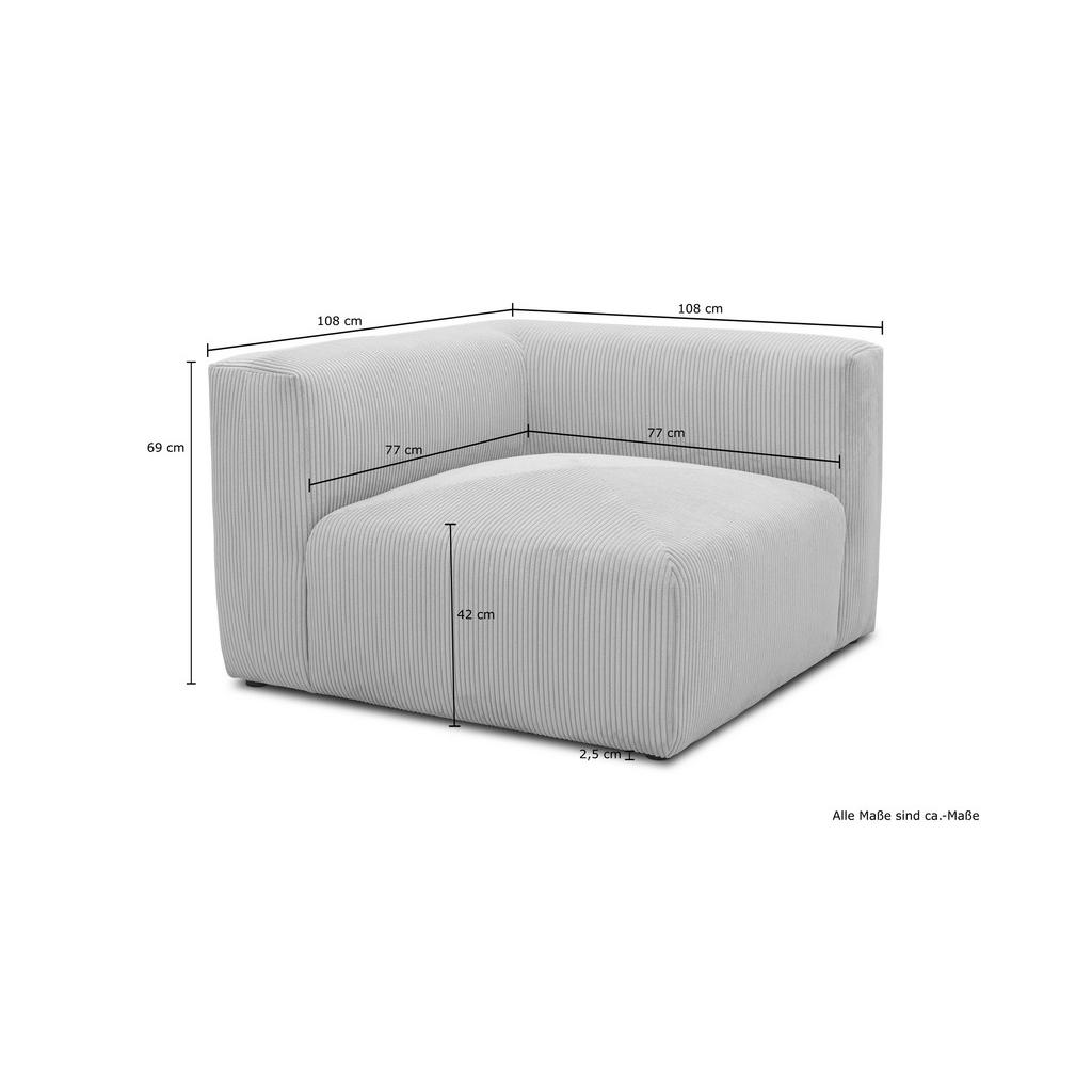 Thumbnail - Mid.you Sofaelement, Hellgrau, Textil, Uni, 1-Sitzer, 108x69x108 cm, Made in EU, FSC Mix, erweiterbar, planbar, Rücken e...