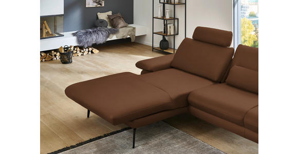 ECKSOFA in Echtleder Hellbraun 180/310 cm - Hellbraun/Schwarz, Design, Leder/Metall (180/310cm) - Dieter Knoll