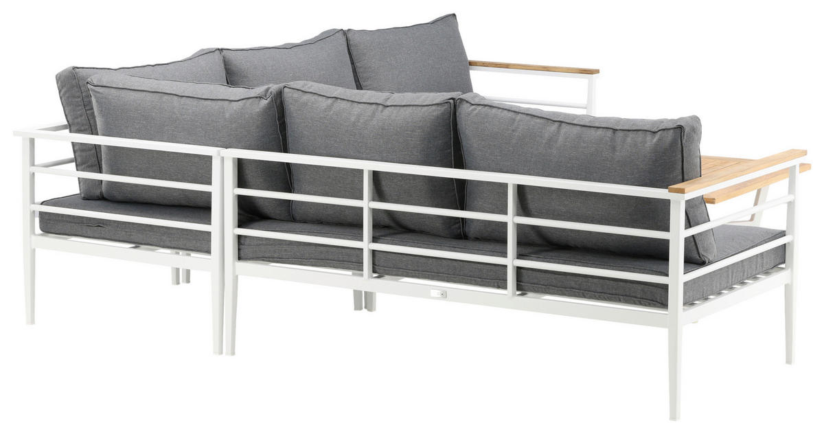 LOUNGEGARNITUR 233/233 cm Teakholz Aluminium  - Weiß, KONVENTIONELL, Holz/Metall (233/233cm) - Gardenson