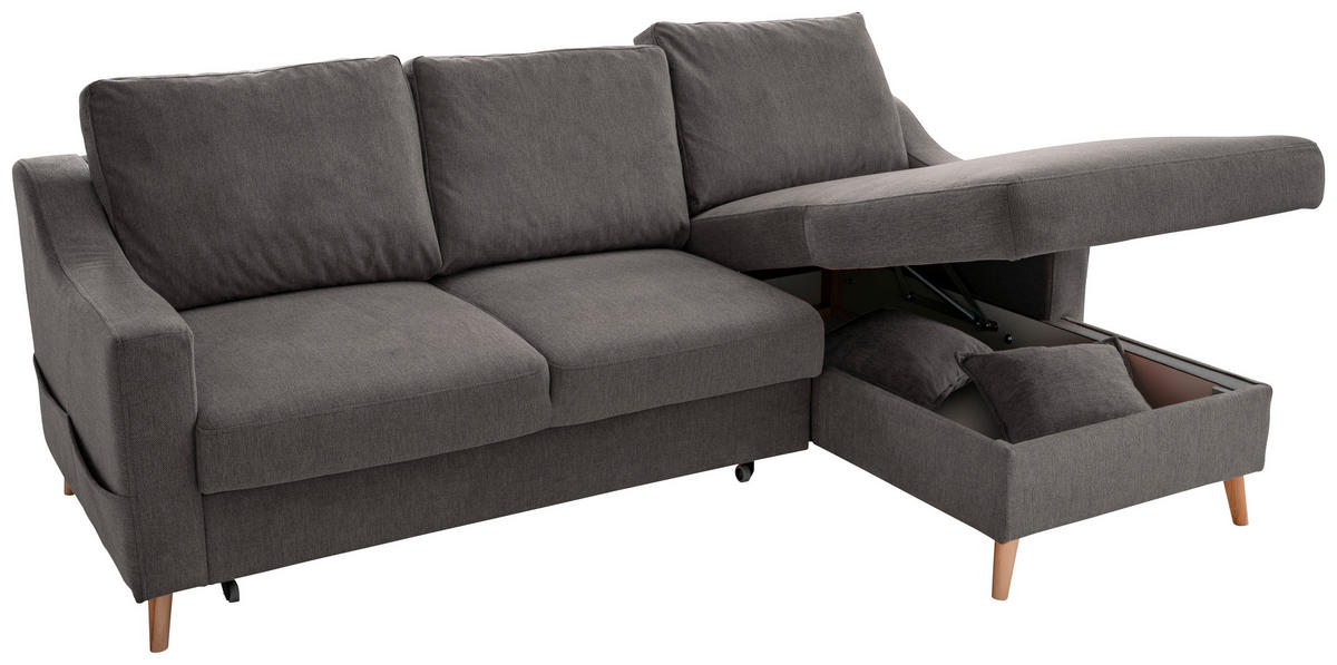 ECKSOFA Anthrazit Struktur  - Anthrazit/Naturfarben, KONVENTIONELL, Holz/Textil (228/150cm) - P & B
