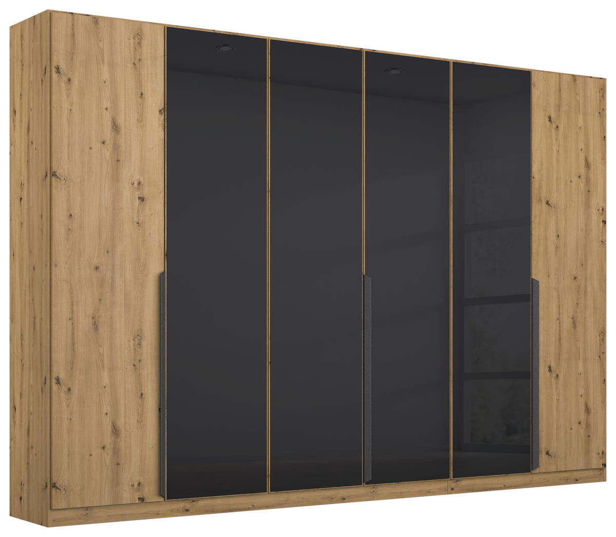 ŠATNÍ SKŘÍŇ S OTOČNÝMI DVEŘMI, antracitová, dub artisan, 271/210/54 cm - šedá/antracitová, Moderní, kov/kompozitní dřevo (271/210/54cm) - Rauch Möbel
